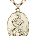 Our Lady of Medugorje Medal, Gold Filled - 24&quot; 2.4mm Gold Plated Endless Chain