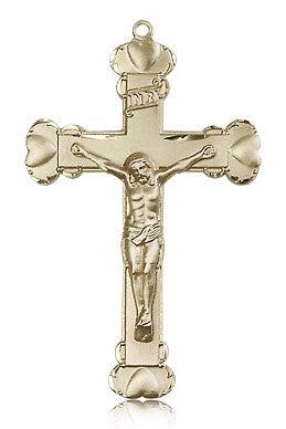 Crucifix Pendant, 14 Karat Gold - 14 KT Yellow Gold
