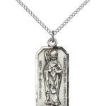St. Patrick Medal, Sterling Silver - 18&quot; 1.2mm Sterling Silver Chain + Clasp
