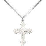 Cross Pendant, Sterling Silver - 18&quot; 1.2mm Sterling Silver Chain + Clasp