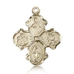 4 Way Cross Pendant, 14 Karat Gold - 14 KT Yellow Gold
