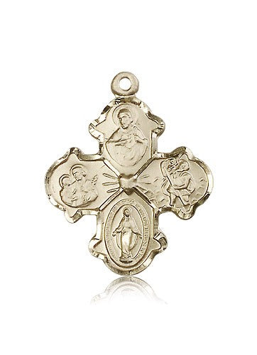 4 Way Cross Pendant, 14 Karat Gold - 14 KT Yellow Gold