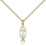 Fish Cross Pendant, Gold Filled - Gold-tone