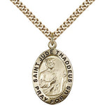 St. Jude Medal, Gold Filled - 24&quot; 2.4mm Gold Plated Endless Chain