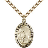 St. Jude Medal, Gold Filled - 24&quot; 2.4mm Gold Plated Endless Chain