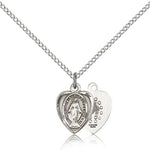 Miraculous Medal, Sterling Silver - 18&quot; 1.2mm Sterling Silver Chain + Clasp