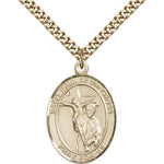 St. Paul of the Cross Medal, Gold Filled, Large - 24&quot; 2.4mm Gold Plated Chain + Clasp