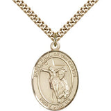 St. Paul of the Cross Medal, Gold Filled, Large - 24&quot; 2.4mm Gold Plated Chain + Clasp