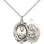 Scapular Medal, Sterling Silver - 18&quot; 1.2mm Sterling Silver Chain + Clasp