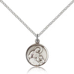 St. Ann Medal, Sterling Silver - 18&quot; 1.2mm Sterling Silver Chain + Clasp
