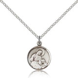 St. Ann Medal, Sterling Silver - 18&quot; 1.2mm Sterling Silver Chain + Clasp