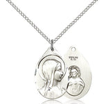 Sorrowful Mother Medal, Sterling Silver - 18&quot; 1.2mm Sterling Silver Chain + Clasp