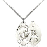 Sorrowful Mother Medal, Sterling Silver - 18&quot; 1.2mm Sterling Silver Chain + Clasp