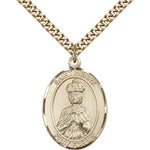St. Henry II Medal, Gold Filled, Large - 24&quot; 2.4mm Gold Plated Chain + Clasp