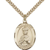 St. Henry II Medal, Gold Filled, Large - 24&quot; 2.4mm Gold Plated Chain + Clasp