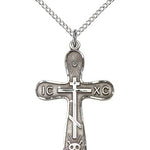 Cross Pendant, Sterling Silver - 18&quot; 1.2mm Sterling Silver Chain + Clasp