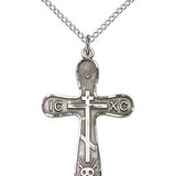 Cross Pendant, Sterling Silver - 18&quot; 1.2mm Sterling Silver Chain + Clasp