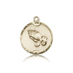 Praying Hands Medal, 14 Karat Gold - 14 KT Yellow Gold