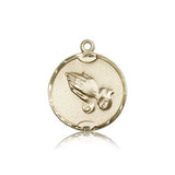 Praying Hands Medal, 14 Karat Gold - 14 KT Yellow Gold