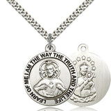 Scapular Medal, Sterling Silver - 24&quot; 2.4mm Rhodium Plate Endless Chain