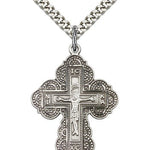 Irene Cross Pendant, Sterling Silver - 24&quot; 2.4mm Rhodium Plate Endless Chain