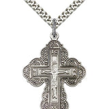 Irene Cross Pendant, Sterling Silver - 24&quot; 2.4mm Rhodium Plate Endless Chain