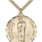 Large Men's 14k Gold Filled Saint Jude Medal - 24&quot; 2.4mm Gold Plated Endless Chain
