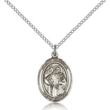 St. Ursula Medal, Sterling Silver, Medium - 18&quot; 1.2mm Sterling Silver Chain + Clasp