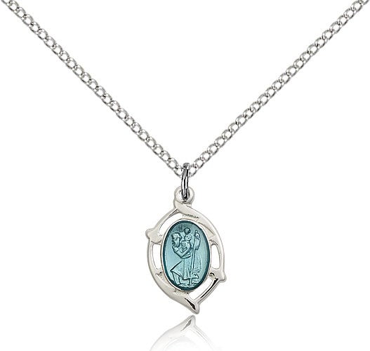 St. Christopher Medal, Sterling Silver - 18&quot; 1.2mm Sterling Silver Chain + Clasp