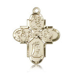 Franciscan 4 Way Cross Pendant, 14 Karat Gold - 14 KT Yellow Gold