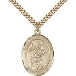 St. Peter Nolasco Medal, Gold Filled, Large - 24&quot; 2.4mm Gold Plated Chain + Clasp
