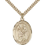 St. Peter Nolasco Medal, Gold Filled, Large - 24&quot; 2.4mm Gold Plated Chain + Clasp