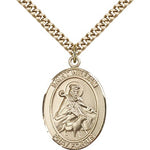 St. William of Rochester Medal, Gold Filled, Large - 24&quot; 2.4mm Gold Plated Chain + Clasp