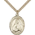 St. Rose Philippine Medal, Gold Filled, Large - 24&quot; 2.4mm Gold Plated Chain + Clasp