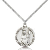 Our Lady of Loretto Medal, Sterling Silver - 18&quot; 1.2mm Sterling Silver Chain + Clasp