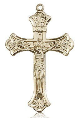 Crucifix Pendant, 14 Karat Gold - 14 KT Yellow Gold