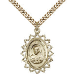 Scapular Medal, Gold Filled - 24&quot; 2.4mm Gold Plated Endless Chain