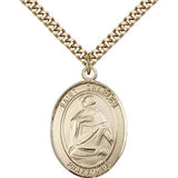 St. Charles Borromeo Medal, Gold Filled, Large - 24&quot; 2.4mm Gold Plated Chain + Clasp
