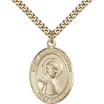 St. Edmund Campion Medal, Gold Filled, Large - 24&quot; 2.4mm Gold Plated Chain + Clasp