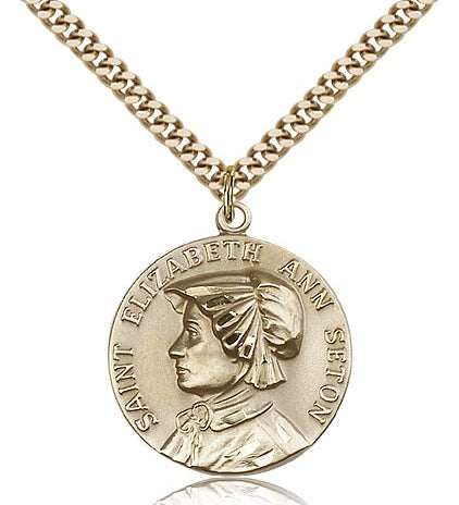 St. Ann Medal, Gold Filled - 24&quot; 2.4mm Gold Plated Endless Chain