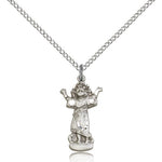 Divino Nino Medal, Sterling Silver - 18&quot; 1.2mm Sterling Silver Chain + Clasp