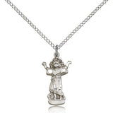 Divino Nino Medal, Sterling Silver - 18&quot; 1.2mm Sterling Silver Chain + Clasp
