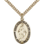 Miraculous Medal, Gold Filled - 24&quot; 2.4mm Gold Plated Endless Chain