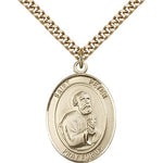 St. Peter the Apostle Medal, Gold Filled, Large - 24&quot; 2.4mm Gold Plated Chain + Clasp