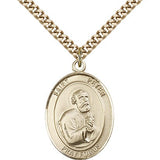 St. Peter the Apostle Medal, Gold Filled, Large - 24&quot; 2.4mm Gold Plated Chain + Clasp