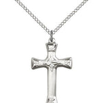 Cross Pendant, Sterling Silver - 18&quot; 1.2mm Sterling Silver Chain + Clasp