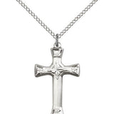 Cross Pendant, Sterling Silver - 18&quot; 1.2mm Sterling Silver Chain + Clasp