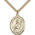 St. Malachy O'more Medal, Gold Filled, Large - 24&quot; 2.4mm Gold Plated Chain + Clasp