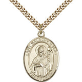 St. Malachy O'more Medal, Gold Filled, Large - 24&quot; 2.4mm Gold Plated Chain + Clasp