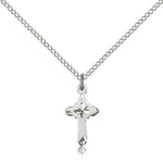 Cross Pendant, Sterling Silver - 18&quot; 1.2mm Sterling Silver Chain + Clasp